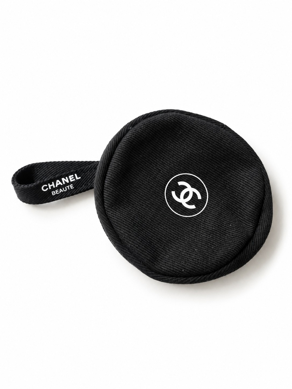 CHANEL Black Small Round Cosmetic Pouch